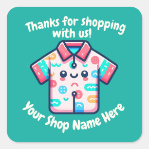 Sticker Carré Nom de petite entreprise personnalisé Vendeur de P