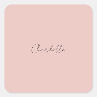 Sticker Carré Nom de script manuscrit minimaliste Rose Gold
