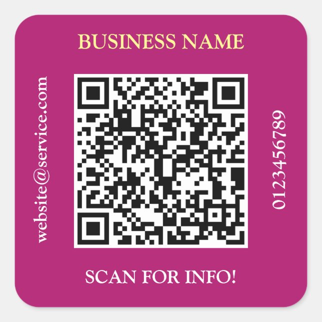 Sticker Carré Nom d'entreprise de code QR Site Web Promo Marron (Devant)