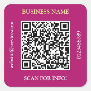 Sticker Carré Nom d'entreprise de code QR Site Web Promo Marron