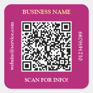 Sticker Carré Nom d'entreprise de code QR Site Web Promo Marron