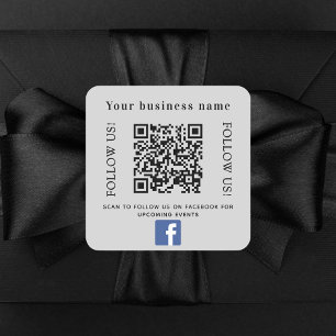 Sticker Carré Nom d'entreprise gris code qr Facebook