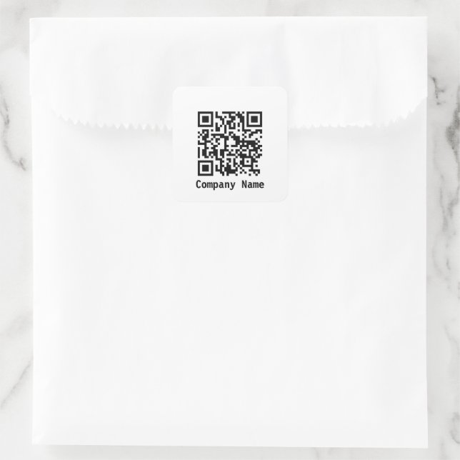 Sticker Carré Nom d'entreprise Noir et Blanc Code QR Modèle (Sac)