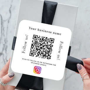 Sticker Carré Nom d'entreprise qr code médias sociaux instagram