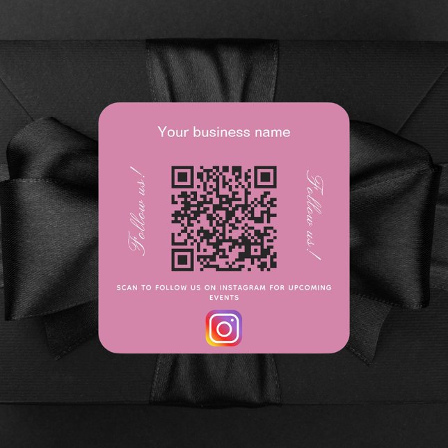 Sticker Carré Nom d'entreprise rose qr code instagram (Créateur téléchargé)