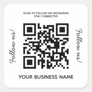 Sticker Carré Nom d'entreprise simple QR Code Carré Instagram