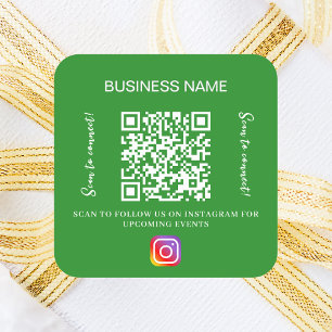 Sticker Carré Nom d'entreprise vert forêt qr code instagram