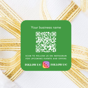 Sticker Carré Nom d'entreprise vert forêt qr code instagram
