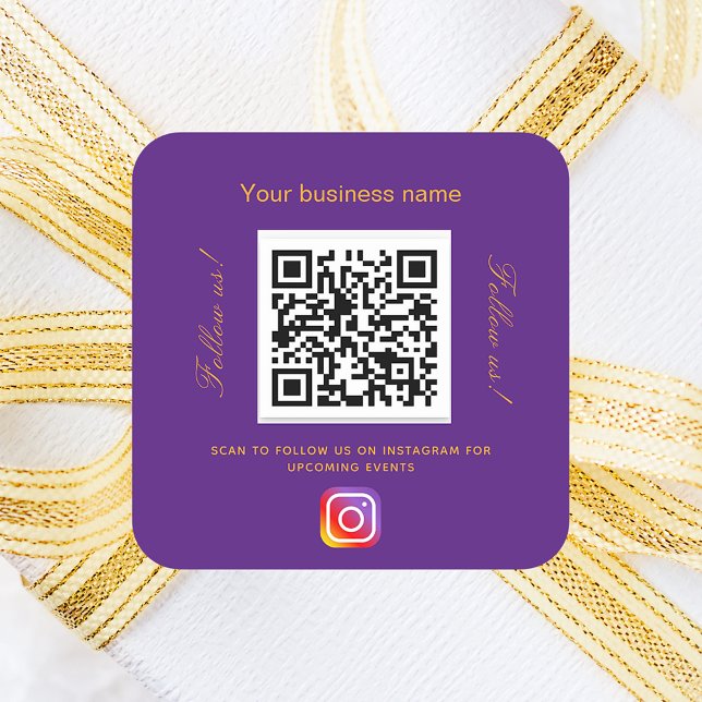 Sticker Carré Nom d'entreprise violet code qr instagram (Créateur téléchargé)
