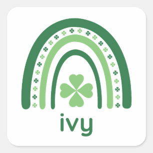 Sticker Carré Nom du lierre Clover Boho Rainbow