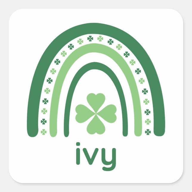 Sticker Carré Nom du lierre Clover Boho Rainbow (Devant)