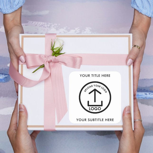 Sticker Carré Nom du logo de l'entreprise et marque promotionnel (Business Logo Name & Text Promotional Branding Square Sticker)