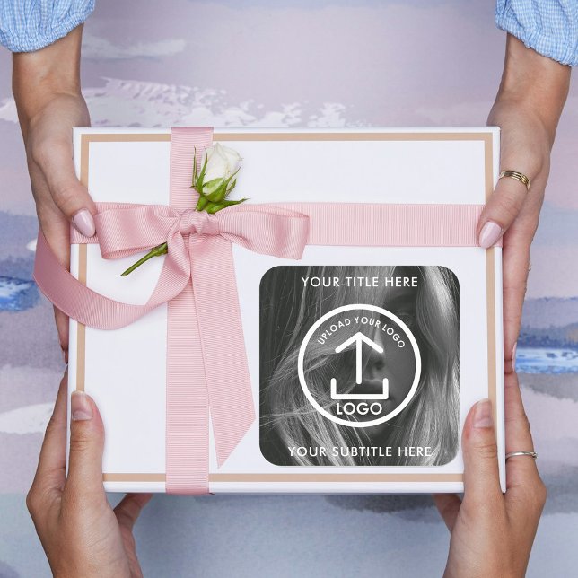 Sticker Carré Nom du logo de l'entreprise Texte Photo Promotion (Business Logo Name Text Photo Promotional Branding Square Sticker)