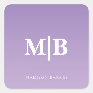 Sticker Carré Nom du monogramme personnalisé Lilac
