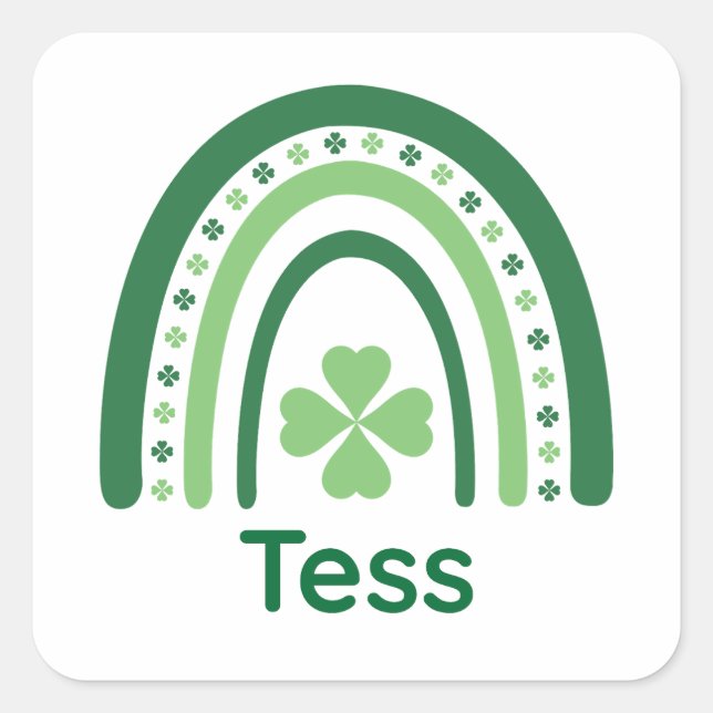 Sticker Carré Nom du test Clover Boho Rainbow (Devant)