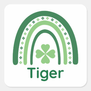 Sticker Carré Nom du tigre Clover Boho Rainbow