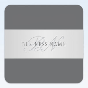 Sticker Carré Nom élégant & Monogramme Lettrage (ou autre texte)