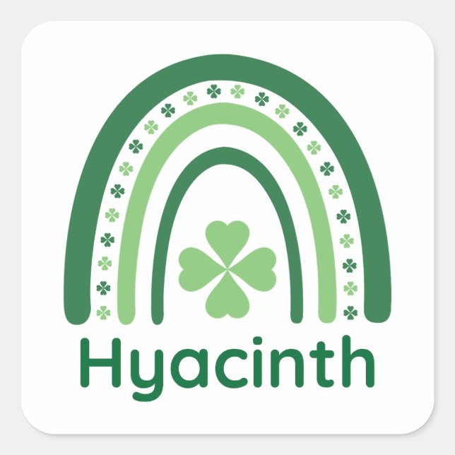 Sticker Carré Nom Hyacinthe Clover Boho Rainbow (Devant)