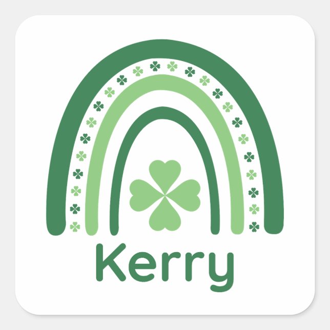 Sticker Carré Nom Kerry Clover Boho Rainbow (Devant)