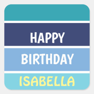 Sticker Carré Nom Modèle Joyeux anniversaire