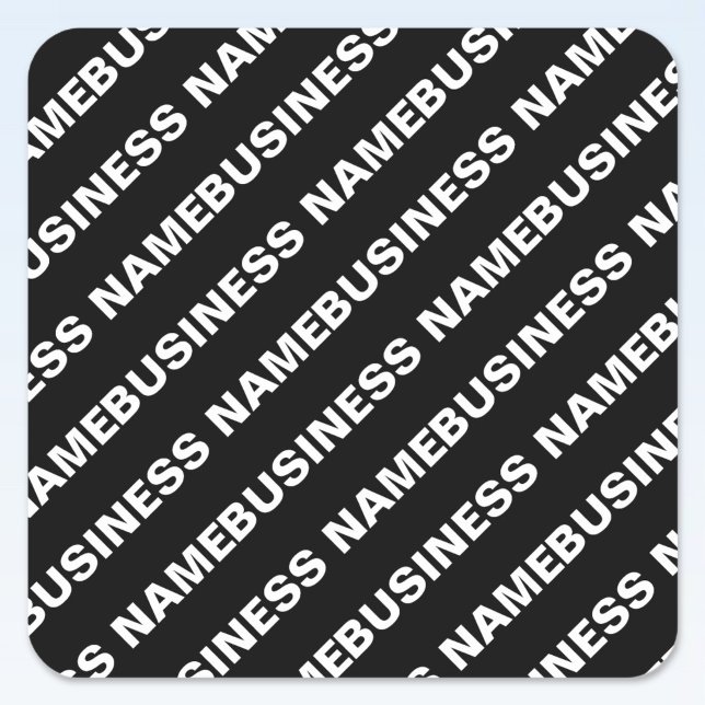 Sticker Carré Nom modifiable répété en gras | Blanc noir simple (Créateur téléchargé)