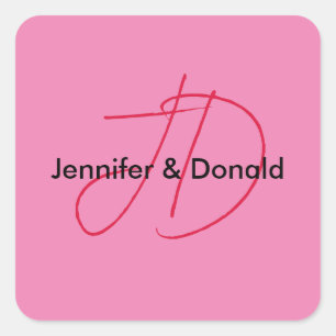 Sticker Carré Nom monogramme de script classique tendance