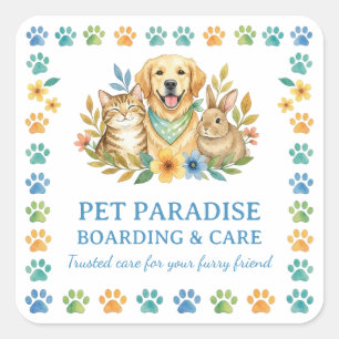 Sticker Carré Nom personnalisable pour l'entreprise d'hébergemen