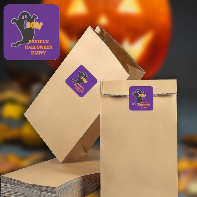 Sticker Carré Nom personnalisé Boo Ghost (Créateur téléchargé)