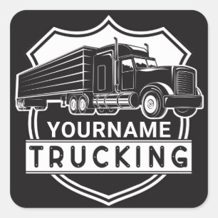 Sticker Carré NOM personnalisé Camions Big Rig Semi Trucker