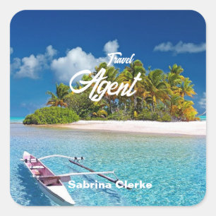 Sticker Carré Nom personnalisé de l'île de vacances