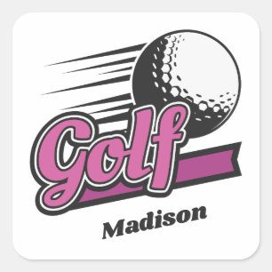 Sticker Carré Nom personnalisé Golf