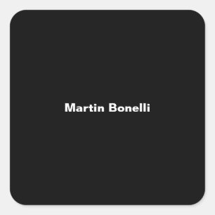 Sticker Carré Nom personnalisé Minimaliste moderne noir blanc