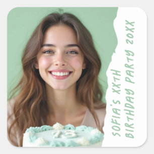 Sticker Carré Nom personnalisé moderne pour fête d'anniversaire