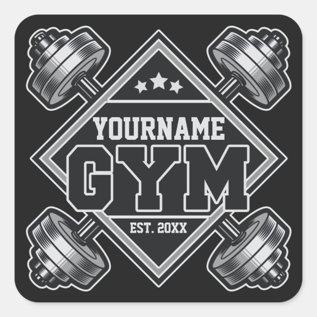 Sticker Carré Nom personnalisé Poids Accueil Crossfit Gym (Devant)