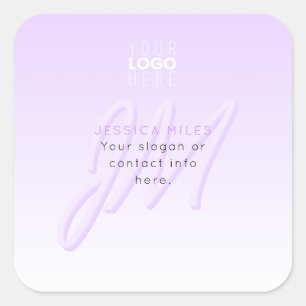 Sticker Carré Nom professionnel et Modèle Slogan   Violet clair