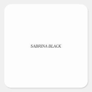 Sticker Carré Nom Simple Moderne Minimaliste Simple Blanc