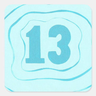 Sticker Carré Nombre treize, 13, pinces bleues