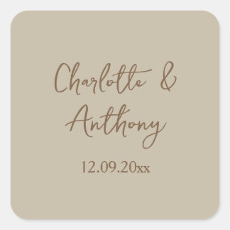 Sticker Carré Noms de calligraphie créative mariage Date