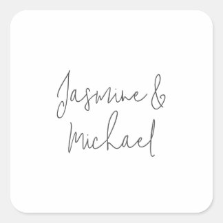 Sticker Carré Noms de couple de calligraphie chic adorables