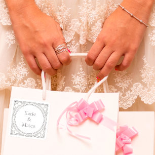 Sticker Carré Noms de couple élégants personnalisés Art déco