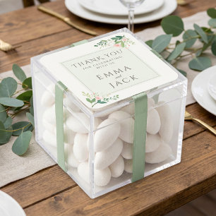 Sticker Carré Noms de verdure rose douce mariage