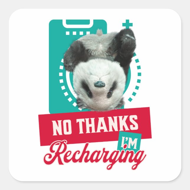Sticker Carré Non Merci, je recharge la batterie de l’ours de Pa (Devant)