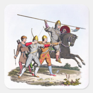 Sticker Carré Norman Knight and Archers, 1066, de l'ancien bras
