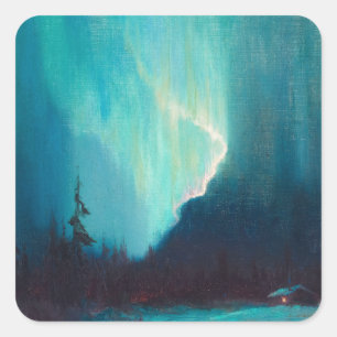 Sticker Carré Northern Lights, Juneau, Alaska par Sydney Laurenc