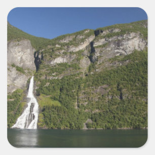 Sticker Carré Norvège, Geirangerfjord (UNESCO), Geiranger.