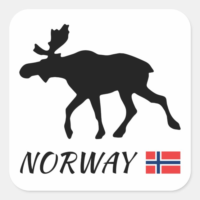 Sticker Carré Norway Elk and Flag (Devant)