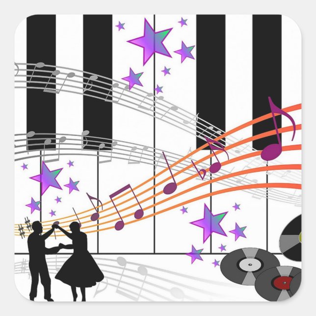 Sticker Carré Nostalgie du sock Hop (Devant)