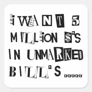 Sticker Carré Note de rançon