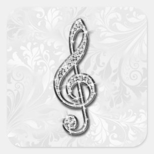 Sticker Carré Note musicale diamant imprimée Floral Damask