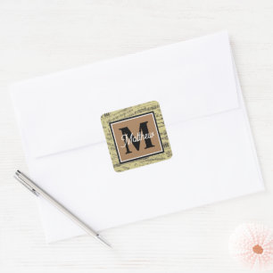 Sticker Carré Note musicale vintage Monogramme musicien